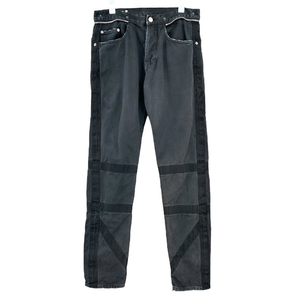 Dries Van Noten AW14 Washed Black Zipper Waist Slim Straight